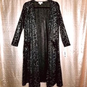 LuLaRoe BNWT S Elegant Sarah duster - black silver swirl